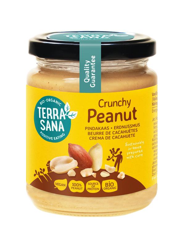 TerraSana Pindakaas crunchy zonder zout bio 250.00 Gram