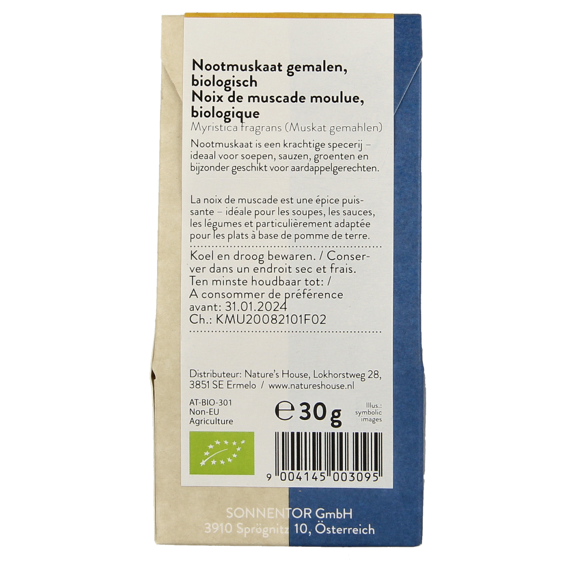 Sonnentor Nootmuskaat gemalen bio 30.00 Gram