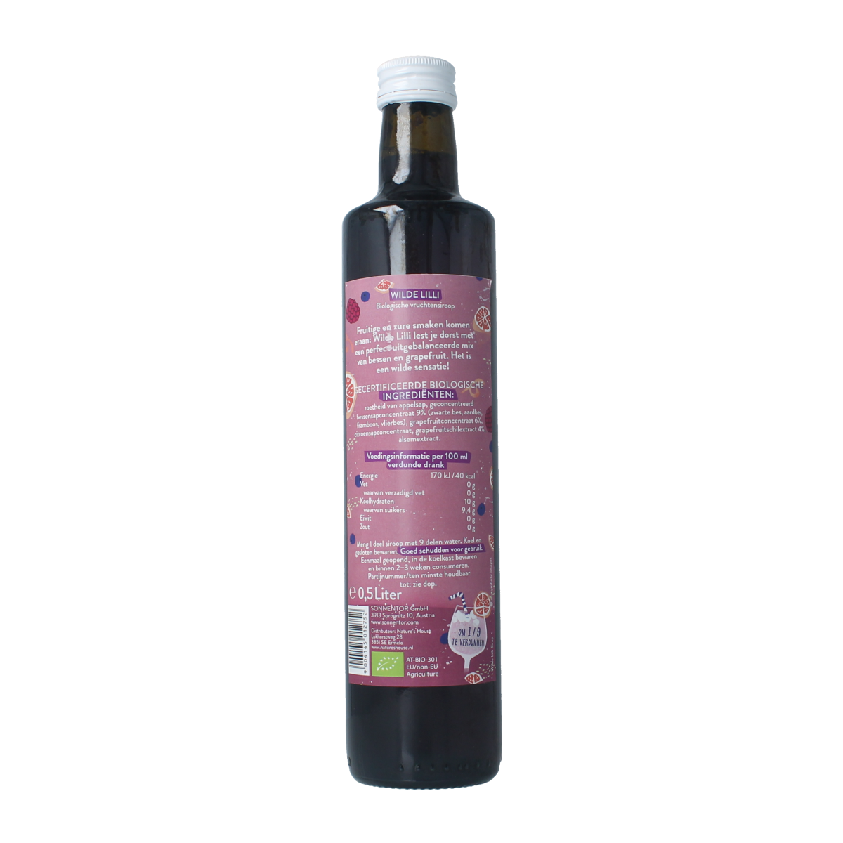 Sonnentor Wilde lilli mocktail siroop alcoholvrij bio 500.00 Milliliter
