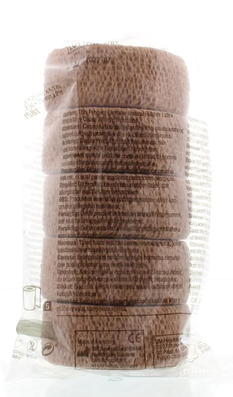 3M Coban zelfklevende zwachtel huidkleur 2.5cm x 4.5m 5.00 Rol