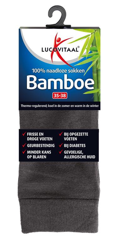 Lucovitaal Bamboe sok lang antraciet  maat 35-38 1.00 Paar