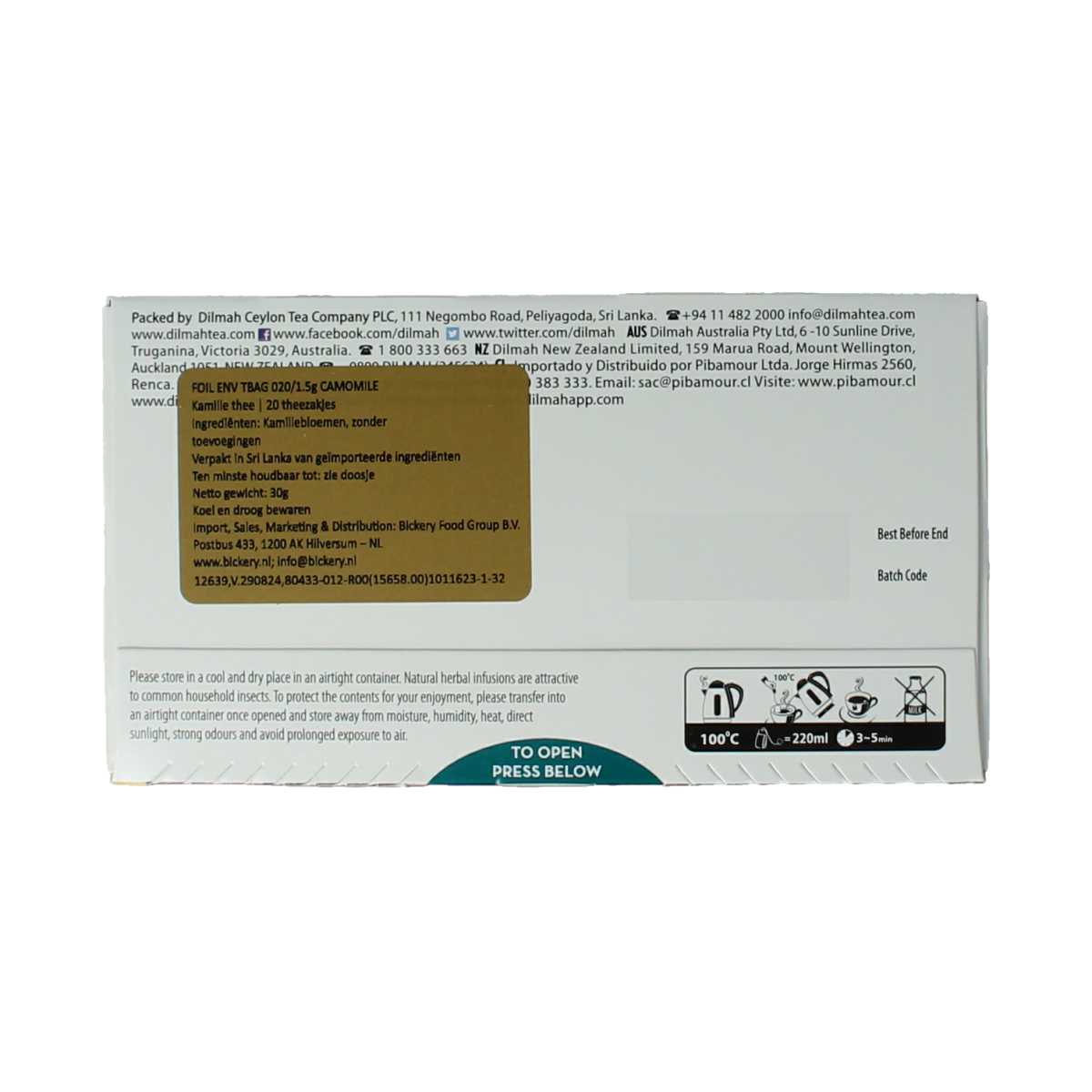 Dilmah Chamomile tea herbal infusion 20.00 Zakjes