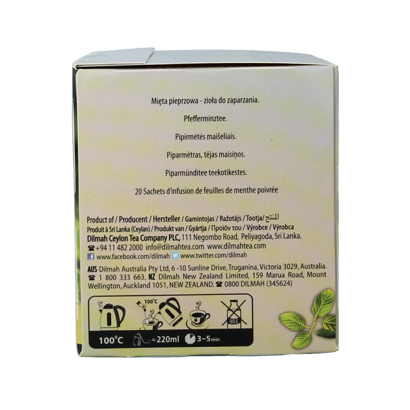 Dilmah Peppermint tea herbal infusion 20 Zakjes