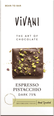 Vivani Espresso pistacchio dark 75% bio 80.00 Gram