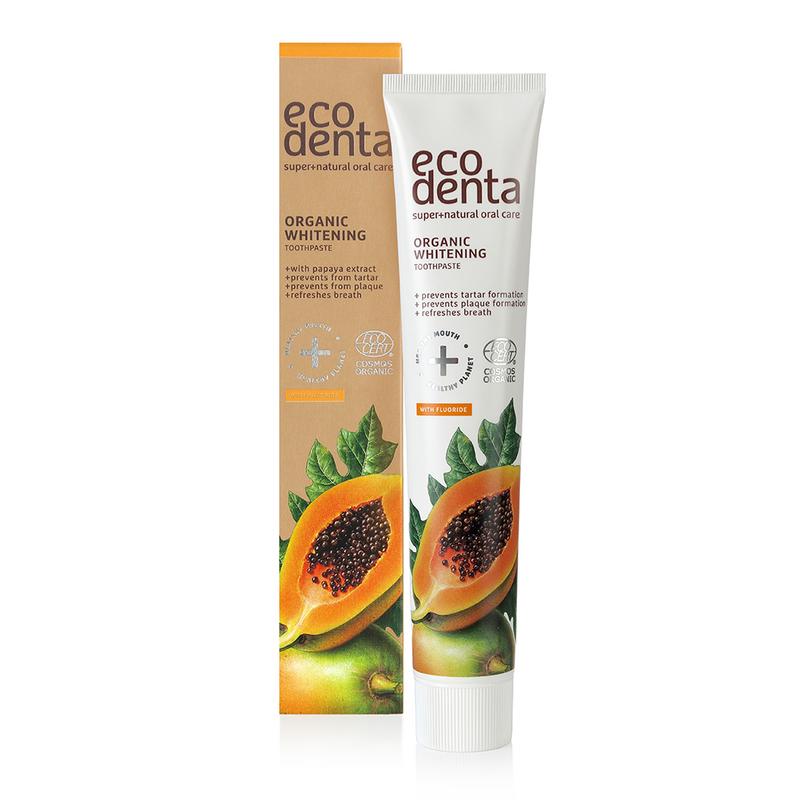 Ecodenta Tandpasta organic whitening papaja 75.00 Milliliter