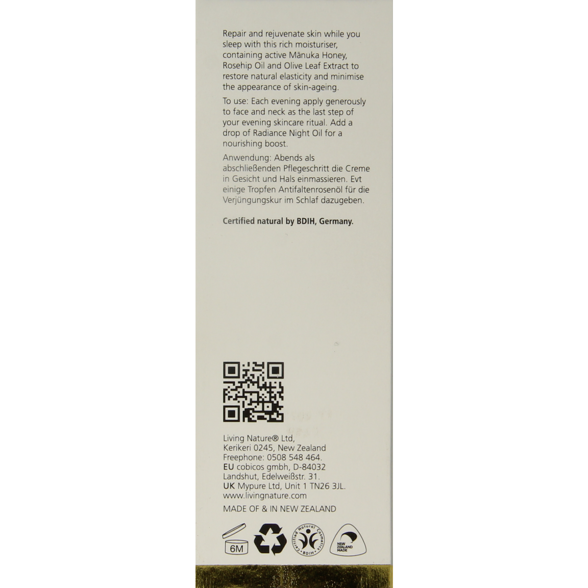 Living Nature Nachtcreme voedend 60.00 Milliliter