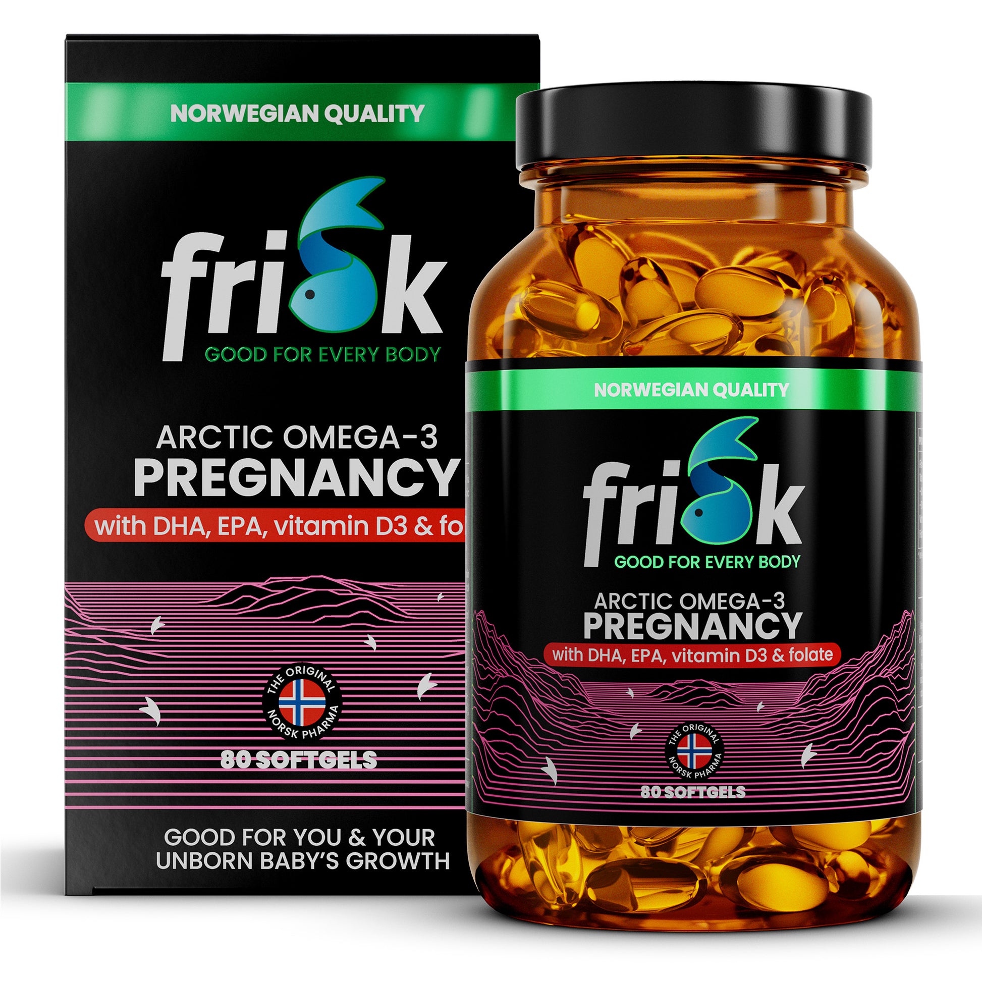 Frisk Omega 3 zwangerschap – DHA & folaat 80.00 Softgels